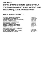 thumbnail of U 21 COPPA 1 MAGGIO 2018 STAGNO LOMBARDO SQUADRE PARTECIPANTI