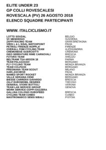 thumbnail of U23 GP COLLI ROVESCALESI SQUADRE PARTECIPANTI 2018