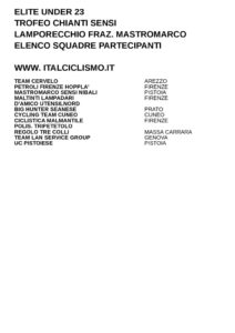 thumbnail of U23 TROFEO CHIANTI SENSI 2018 SQUADRE PARTECIPANTI