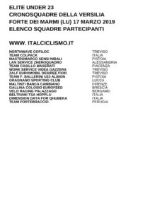 thumbnail of U23 CRONOSQUADRE DELLA VERSILIA 2019 SQUADRE PARTECIPANTI