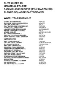 thumbnail of U23 MEMORIAL POLESE 2019 SQUADRE PARTECIPANTI