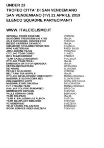 thumbnail of U23 TROFEO CITTA SAN VENDEMIANO 2019 SQUADRE PARTECIPANTI