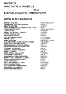 thumbnail of GIRO D’ITALIA U23 SQUADRE PARTECIPANTI 2019