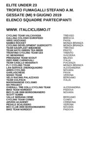 thumbnail of U 23 TROFEO FUMAGALLI STEFANO AM 2019 SQUADRE PARTECIPANTI