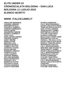 thumbnail of UNDER 23 CRONOSCALATA BOLOGNA SAN LUCA 2019 ELENCO ISCRITTI