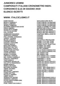 thumbnail of JUNIORES UOMINI ELENCO ISCRITTI CAMPIONATI ITALIANI CRONO 2019
