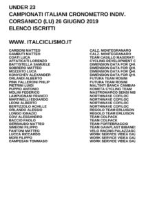 thumbnail of U23 CAMPIONATI ITALIANI CRONO 2019 ELENCO ISCRITTI