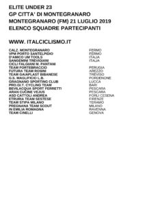 thumbnail of U23 GP CITTA’ DI MONTEGRANARO 2019 SQUADRE PARTECIPANTI