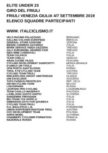 thumbnail of U 23 GIRO DEL FRIULI 2019 SQUADRE PARTECIPANTI EM PRODUCT