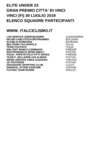 thumbnail of U 23 GP CITTA DI VINCI 2019 SQUADRE PARTECIPANTI EM PRODUCT