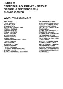 thumbnail of U23 ELENCO ISCRITTI CRONOSCALATA FIRENZE FIESOLE 2019