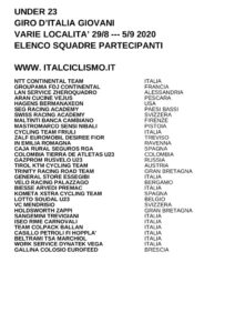 thumbnail of U23 GIRO D’ITALIA 2020 SQUADRE PARTECIPANTI