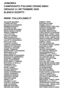 thumbnail of ZZXX JUNIORES ELENCO ISCRITTE CAMPIONATO ITALIANO CRONO INDIVIDUALE 2020