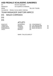thumbnail of PEDALE SCALIGERO JUNIORES