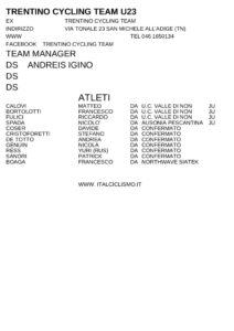thumbnail of TRENTINO CYCLING TEAM U23