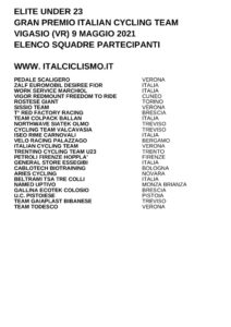 thumbnail of U23 GRAN PREMIO ITALIAN CYCLING TEAM 2021 SQUADRE PARTECIPANTI