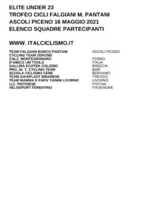 thumbnail of U23 TROFEO CICLI FALGIANI M PANTANI 2021 SQUADRE PARTECIPANTI
