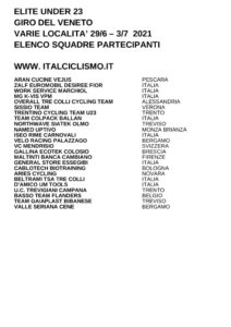 thumbnail of U23 GIRO DEL VENETO 2021 SQUADRE PARTECIPANTI