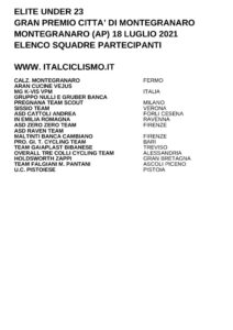 thumbnail of U23 GP CITTA DI MONTEGRANARO 2021 SQUADRE PARTECIPANTI