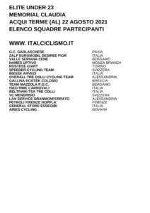 thumbnail of U23 MEMORIAL CLAUDIA 2021 SQUADRE PARTECIPANTI