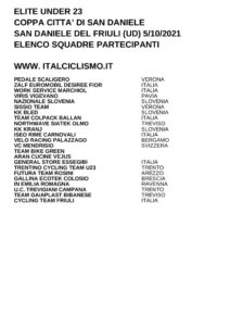 thumbnail of U23 COPPA CITTA DI SAN DANIELE 2021 SQUADRE PARTECIPANTI