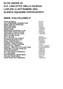 thumbnail of U23 GP LARI CITTA DELLA CILIEGIA 2021 SQUADRE PARTECIPANTI