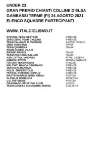 thumbnail of U23 GRAN PREMIO CHIANTI COLLINE D’ELSA 2021 SQUADRE PARTECIPANTI