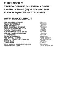 thumbnail of U23 TROFEO COMUNE DI LASTRA A SIGNA 2021 SQUADRE PARTECIPANTI