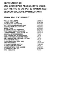 thumbnail of U23 2 GG PER ALESSANDRO BOLIS CICLISMOWEB CRITERIUM 2022 SQUADRE PARTECIPANTI