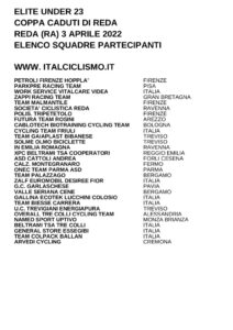 thumbnail of U23 COPPA CADUTI DI REDA 2022 SQUADRE PARTECIPANTI