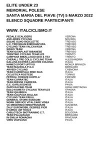 thumbnail of U23 MEMORIAL POLESE 2022 SQUADRE PARTECIPANTI