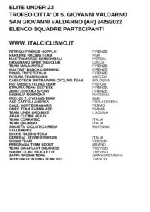 thumbnail of U23 TR CITTA DI SAN GIOVANNI VALDARNO 2022 SQUADRE PARTECIPANTI