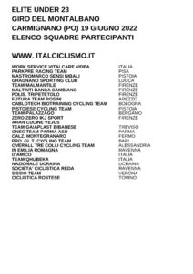 thumbnail of U23 GIRO DEL MONTALBANO 2022 SQUADRE PARTECIPANTI