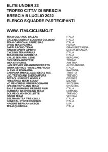 thumbnail of U23 GP CITTA DI BRESCIA 2022 SQUADRE PARTECIPANTI
