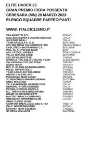 thumbnail of U23 GP FIERA POSSENTA 2023 SQUADRE PARTECIPANTI