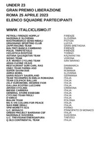 thumbnail of U23 GP LIBERAZIONE ROMA 2023 SQUADRE PARTECIPANTI