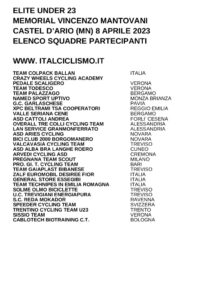 thumbnail of U23 MEMORIAL MANTOVANI 2023 SQUADRE PARTECIPANTI