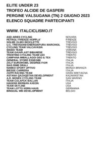 thumbnail of U23 TROFEO DE GASPERI 2023 SQUADRE PARTECIPANTI