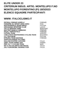 thumbnail of U23 CRITERIUM MONTELUPO FIORENT 2023 SQUADRE PARTECIPANTI