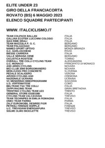thumbnail of U23 GIRO DELLA FRANCIACORTA 2023 SQUADRE PARTECIPANTI