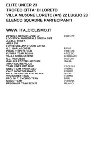 thumbnail of U23 TROFEO CITTA DI LORETO 2023 SQUADRE PARTECIPANTI