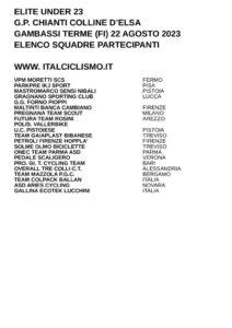 thumbnail of U23 GP CHIANTI COLLINE D’ELSA 2023 SQUADRE PARTECIPANTI