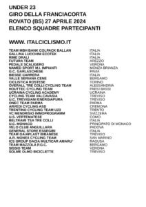 thumbnail of U23 GIRO FRANCIACORTA 2024 SQUADRE PARTECIPANTI